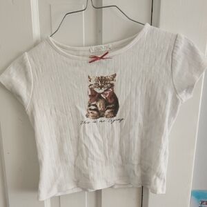 Urban Outfitters Cat Graphic Cropped  T-shirt